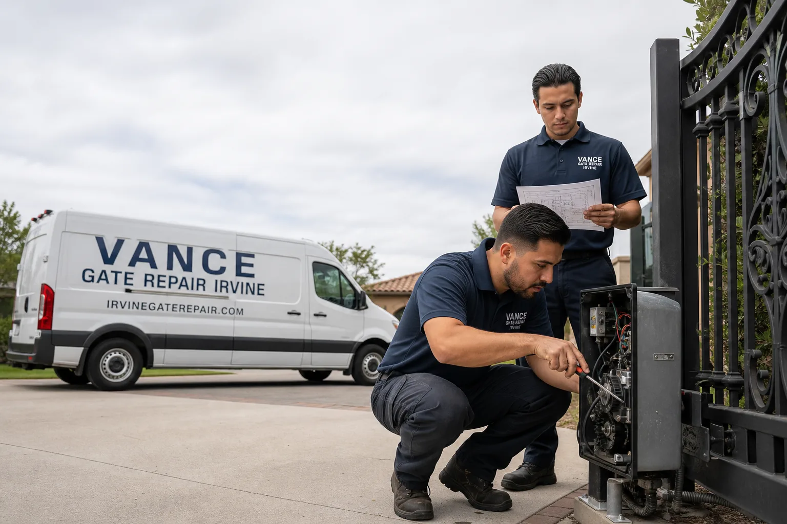 Vance Gate Repair Irvine gate repair service vehicle and crew in Irvine, CA